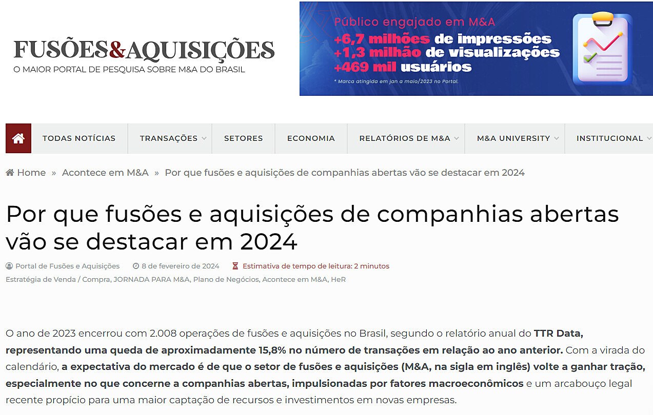 Por que fuses e aquisies de companhias abertas vo se destacar em 2024